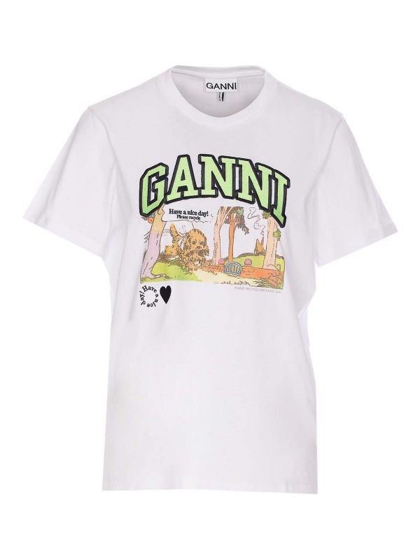 Ganni T-Shirt - Blanc