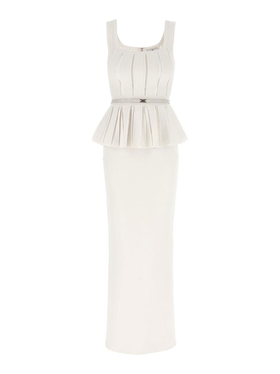 Elisabetta Franchi Robe Au Genou - Blanc