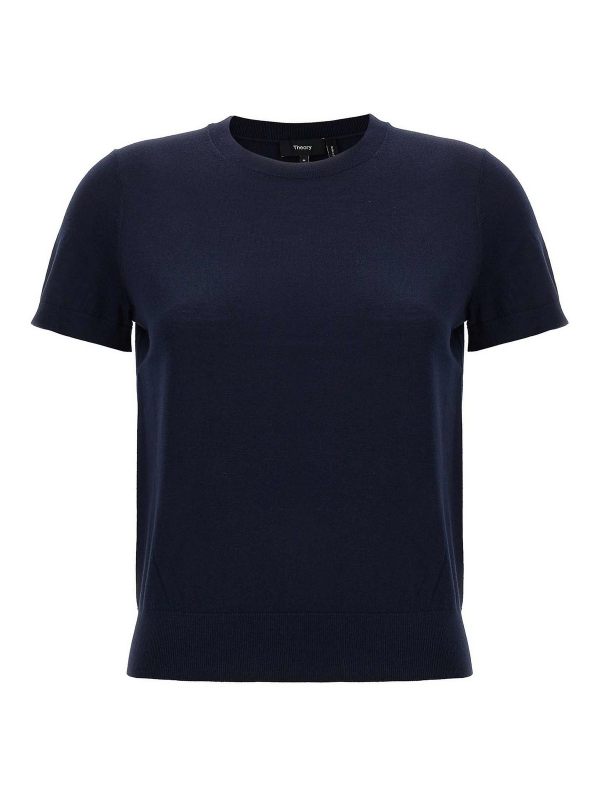 Theory Pull Col Rond - Bleu