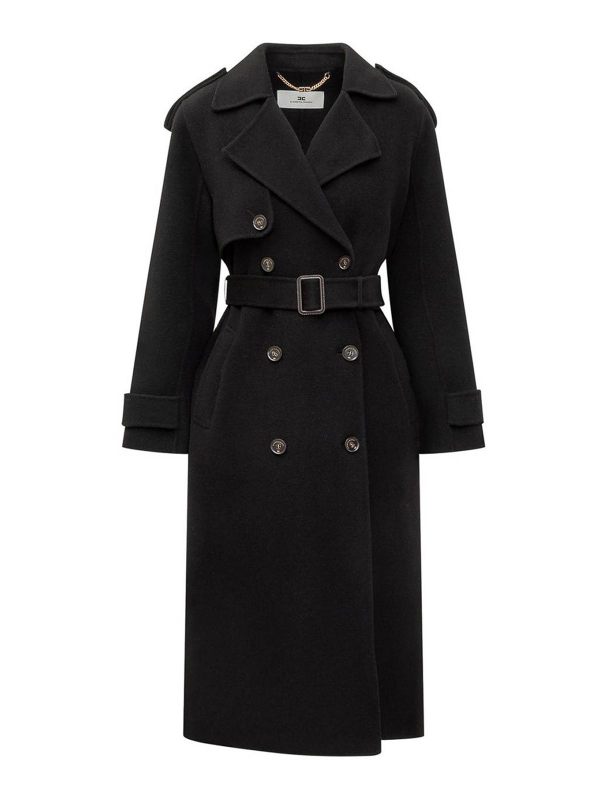 Elisabetta Franchi Manteau Court - Noir