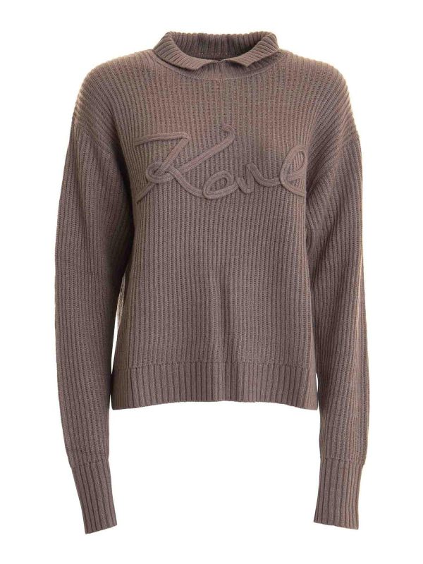 Karl Lagerfeld Pull Col Rond - Beige