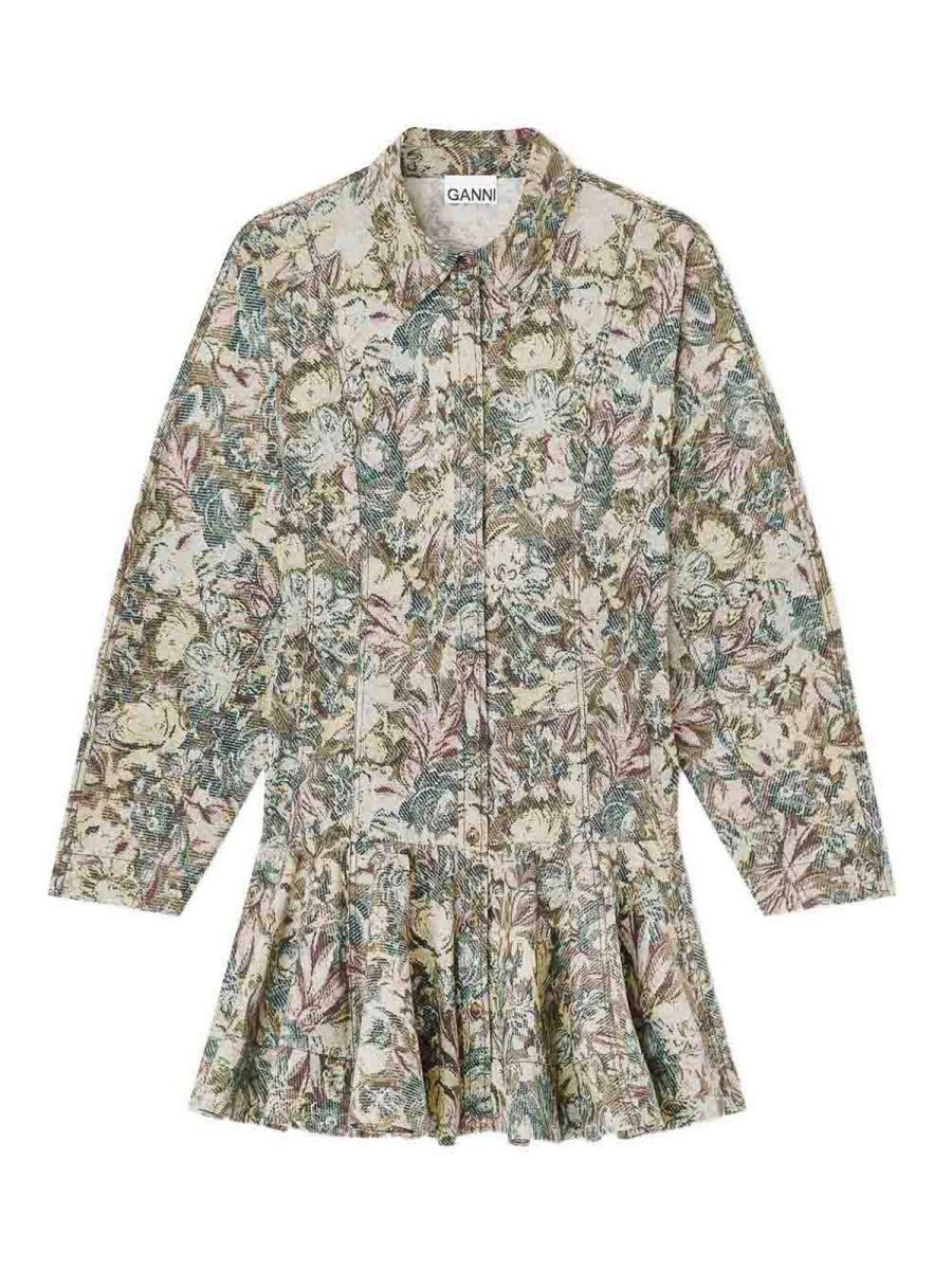 Ganni Robe Au Genou - Vert