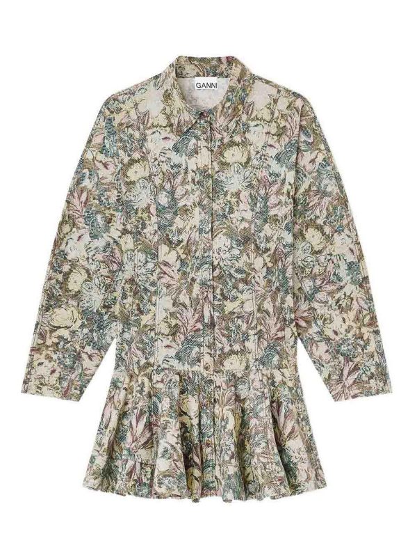 Ganni Robe Au Genou - Vert