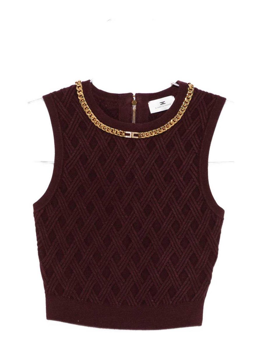Elisabetta Franchi Top - Rouge Brun