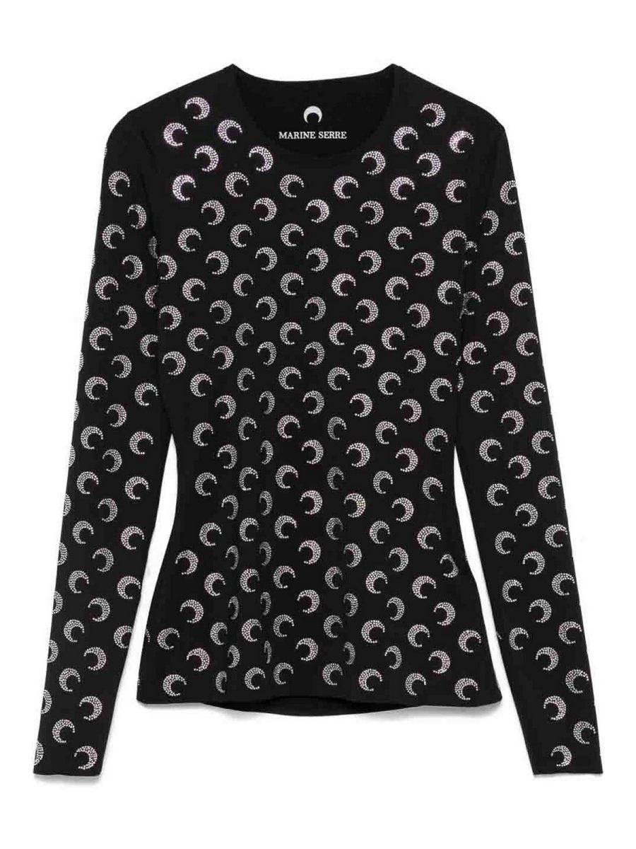 Marine Serre Pull Col Rond - Noir