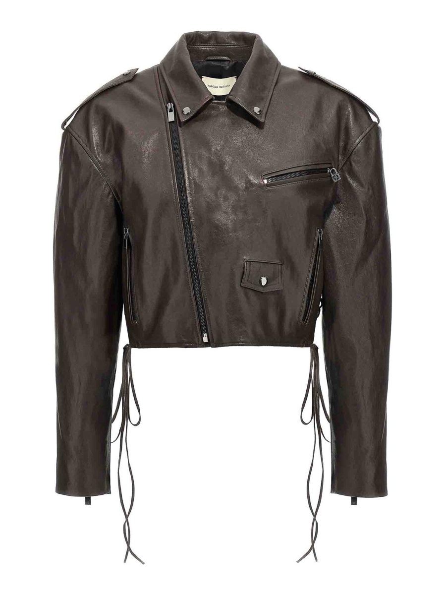 Magda Butrym Blouson En Cuir - Marron