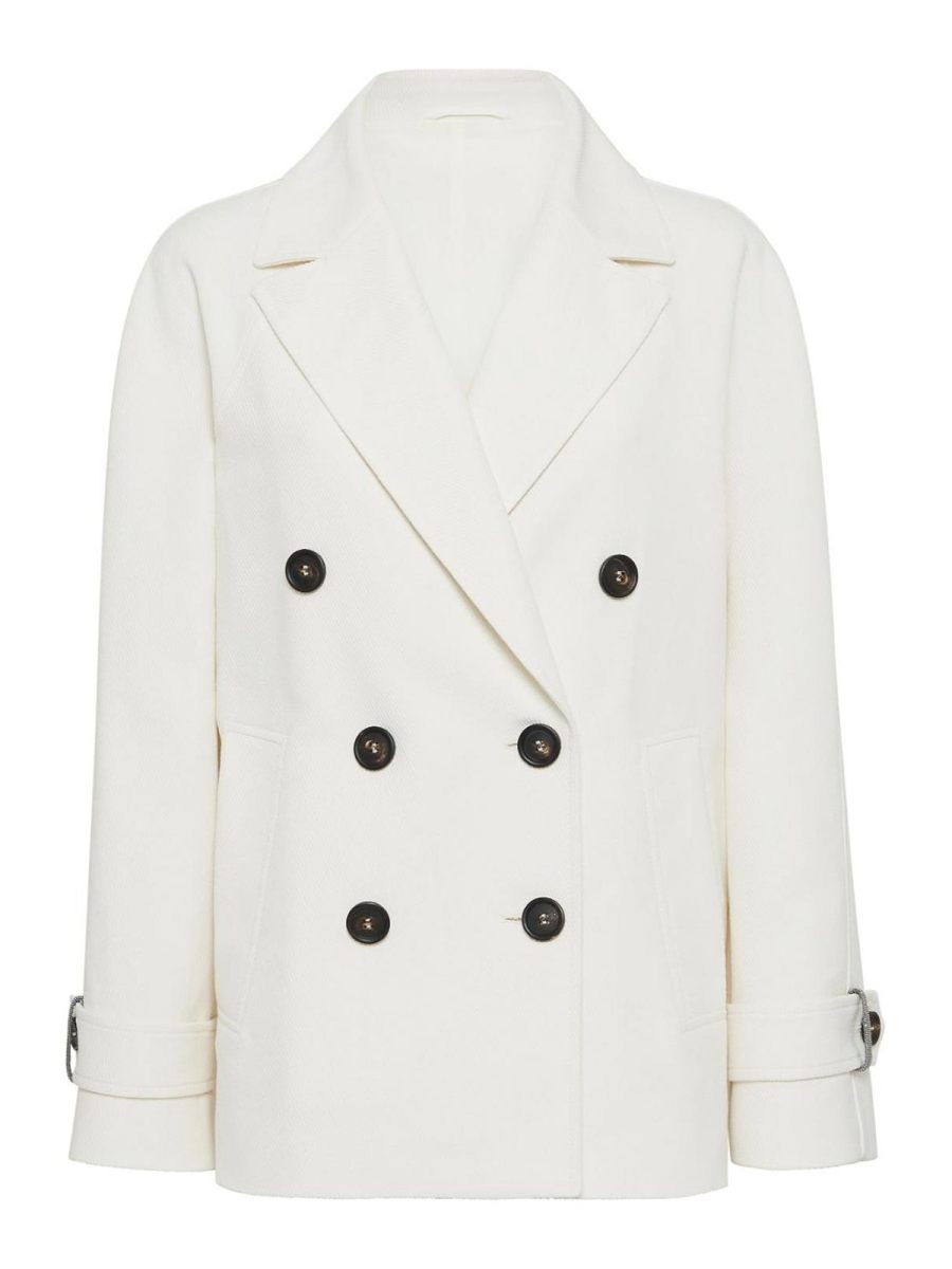 Brunello Cucinelli Manteau Court - Blanc