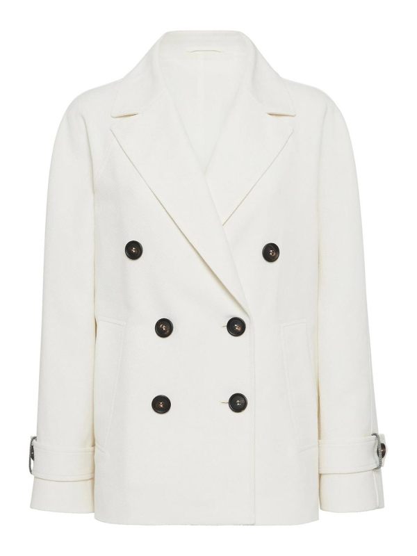 Brunello Cucinelli Manteau Court - Blanc