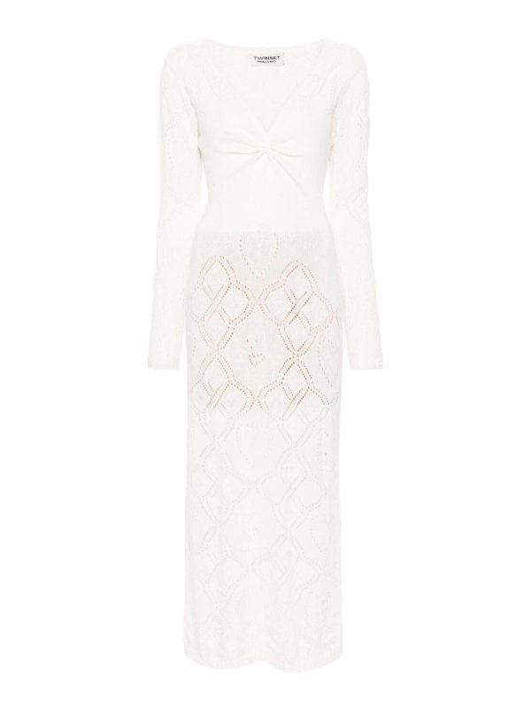 Twinset Robe Au Genou - Crème