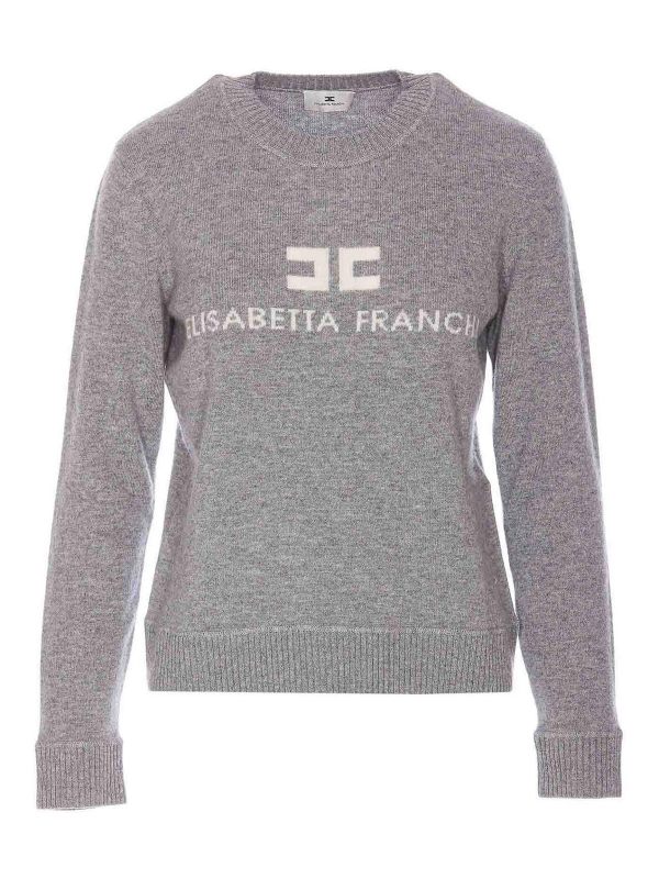 Elisabetta Franchi Pull Col Rond - Gris