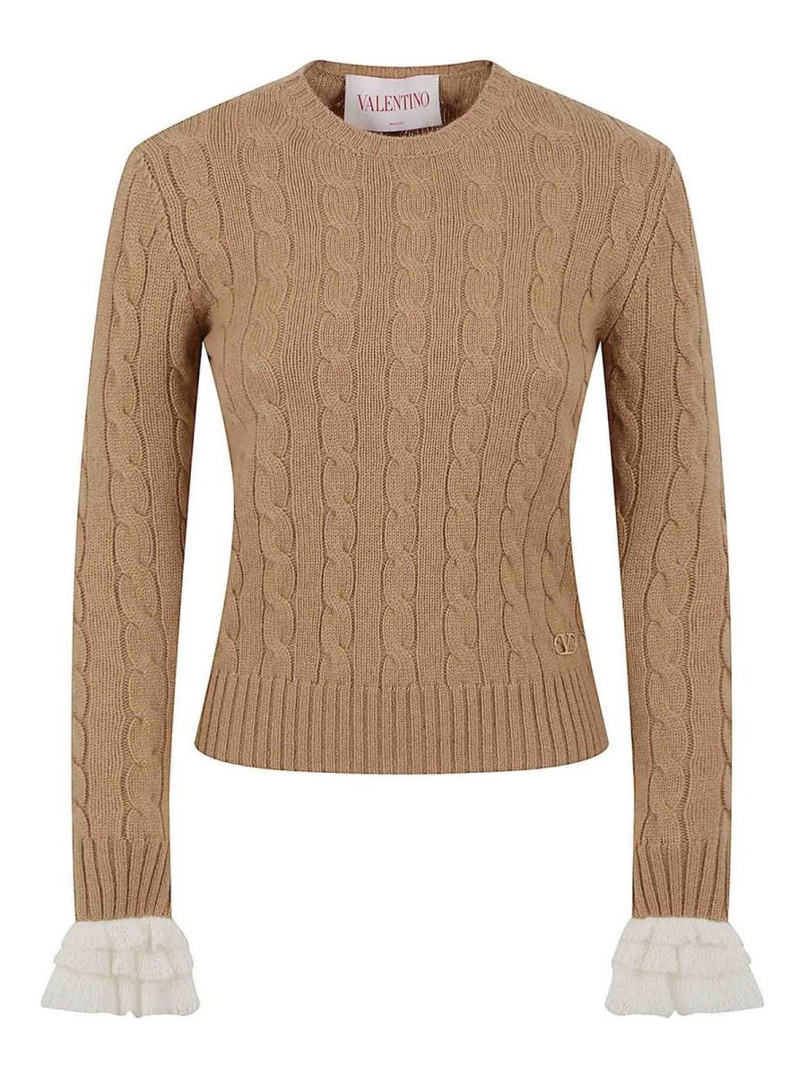 Valentino Garavani Pull Col Bateau - Marron Clair