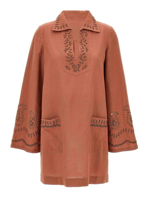 Fortela Robe Au Genou - Rouge Brun