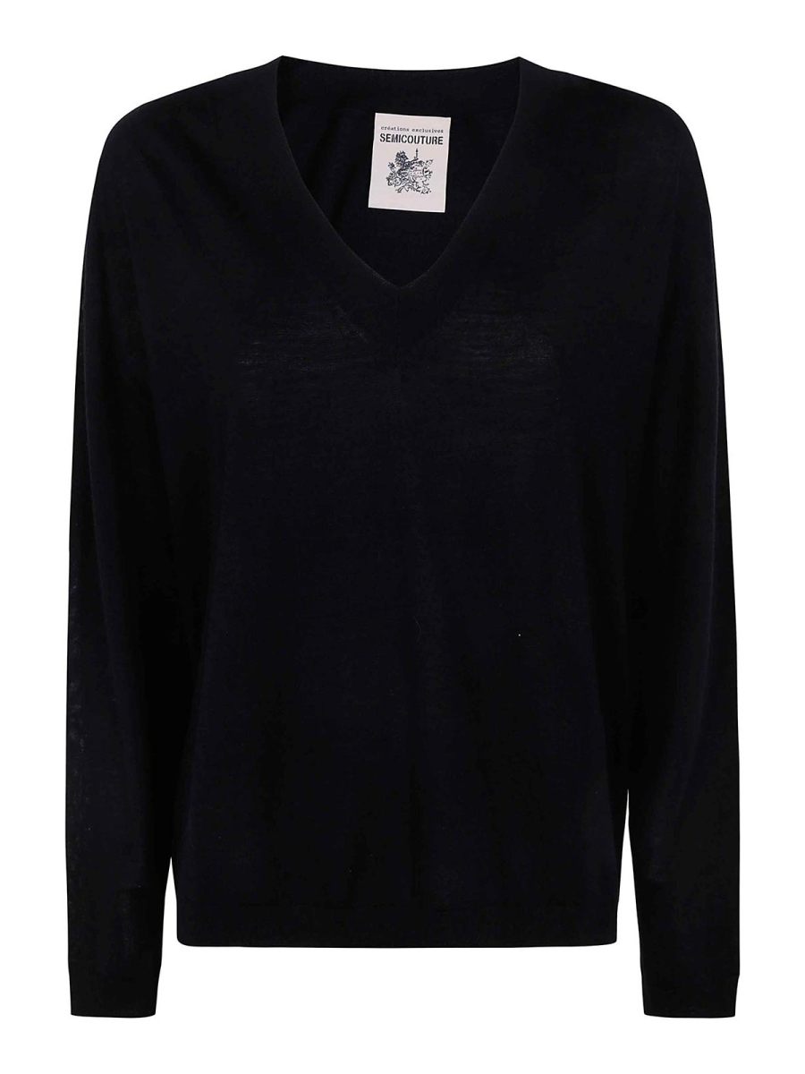 Semicouture Pull Col Rond - Noir