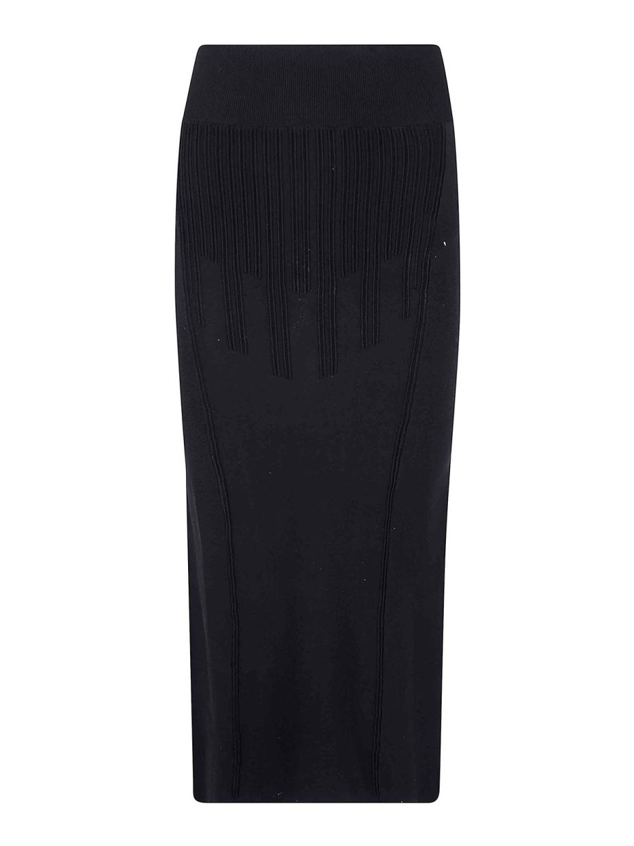 Mugler Robe Au Genou - Noir