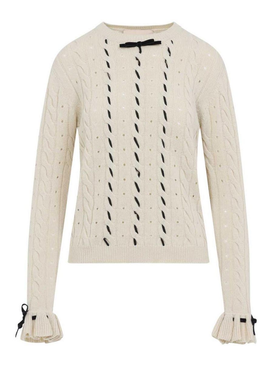 Valentino Pull Col Rond - Blanc