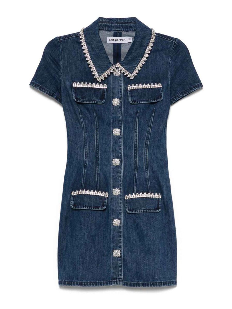 Self Portrait Robe Courte - Bleu
