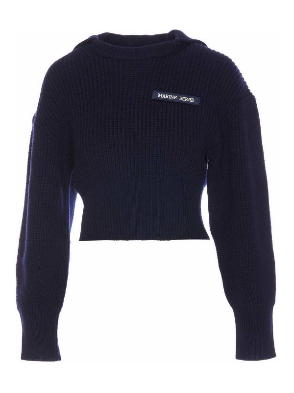 Marine Serre Pull Col Rond - Bleu