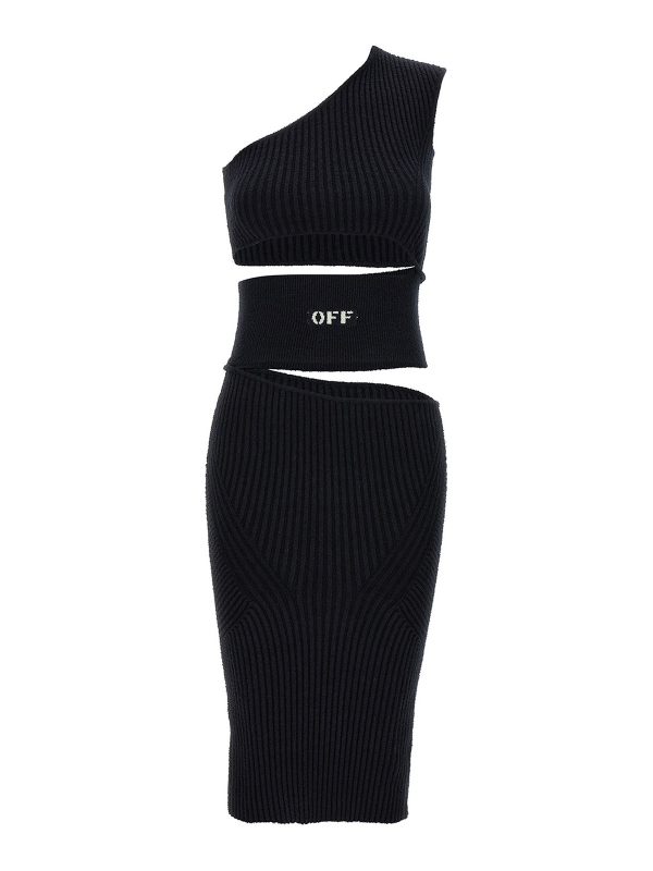Off-White Robe Au Genou - Noir