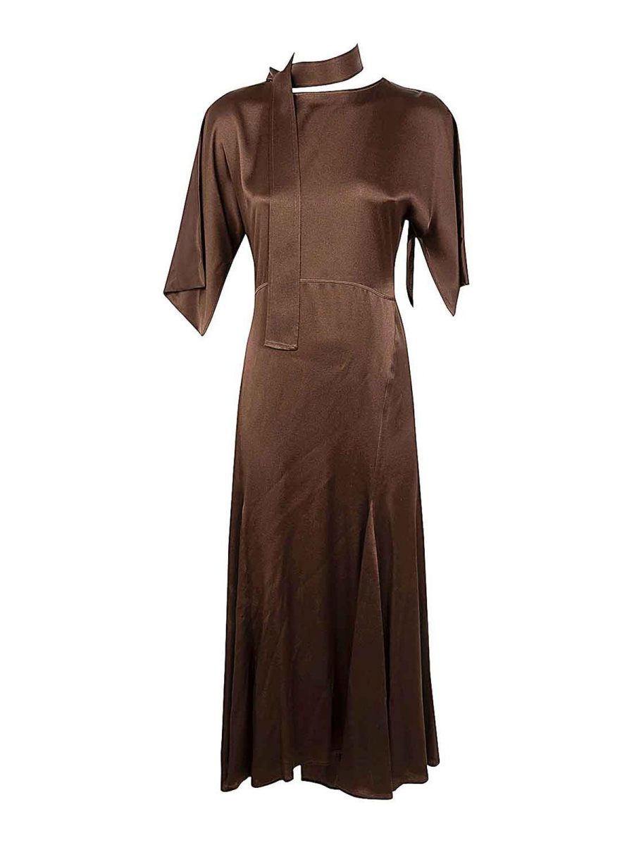 Semicouture Robe Au Genou - Marron