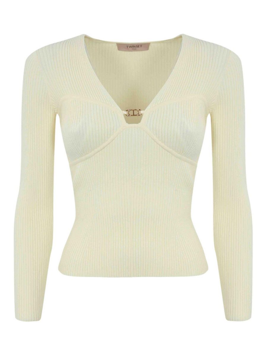 Twinset Pull Col Rond - Crème