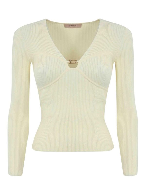 Twinset Pull Col Rond - Crème