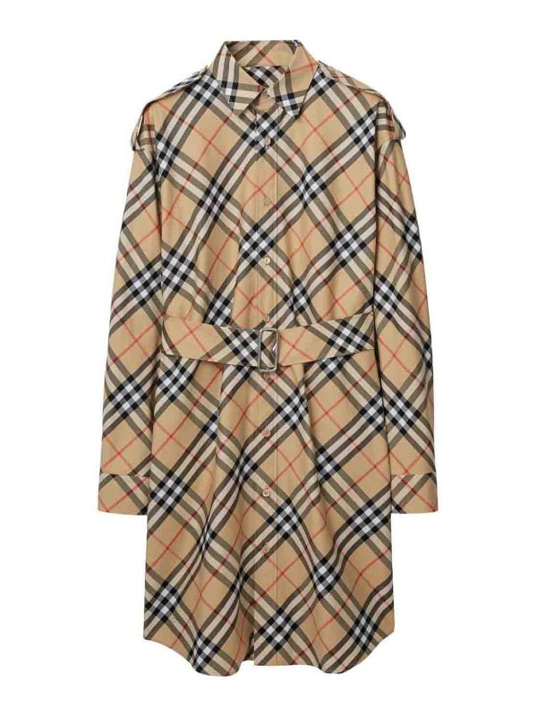Burberry Robe Au Genou - Beige