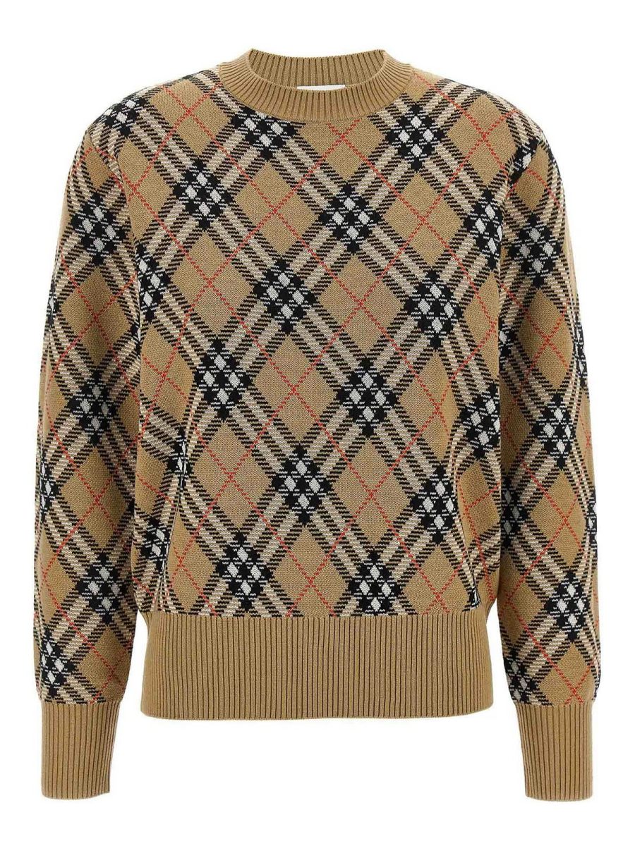 Burberry Pull Col Rond - Beige