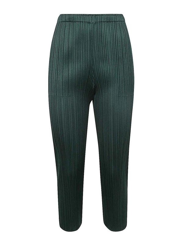 Pleats Please Issey Miyake Pantalons Décontractés - Vert