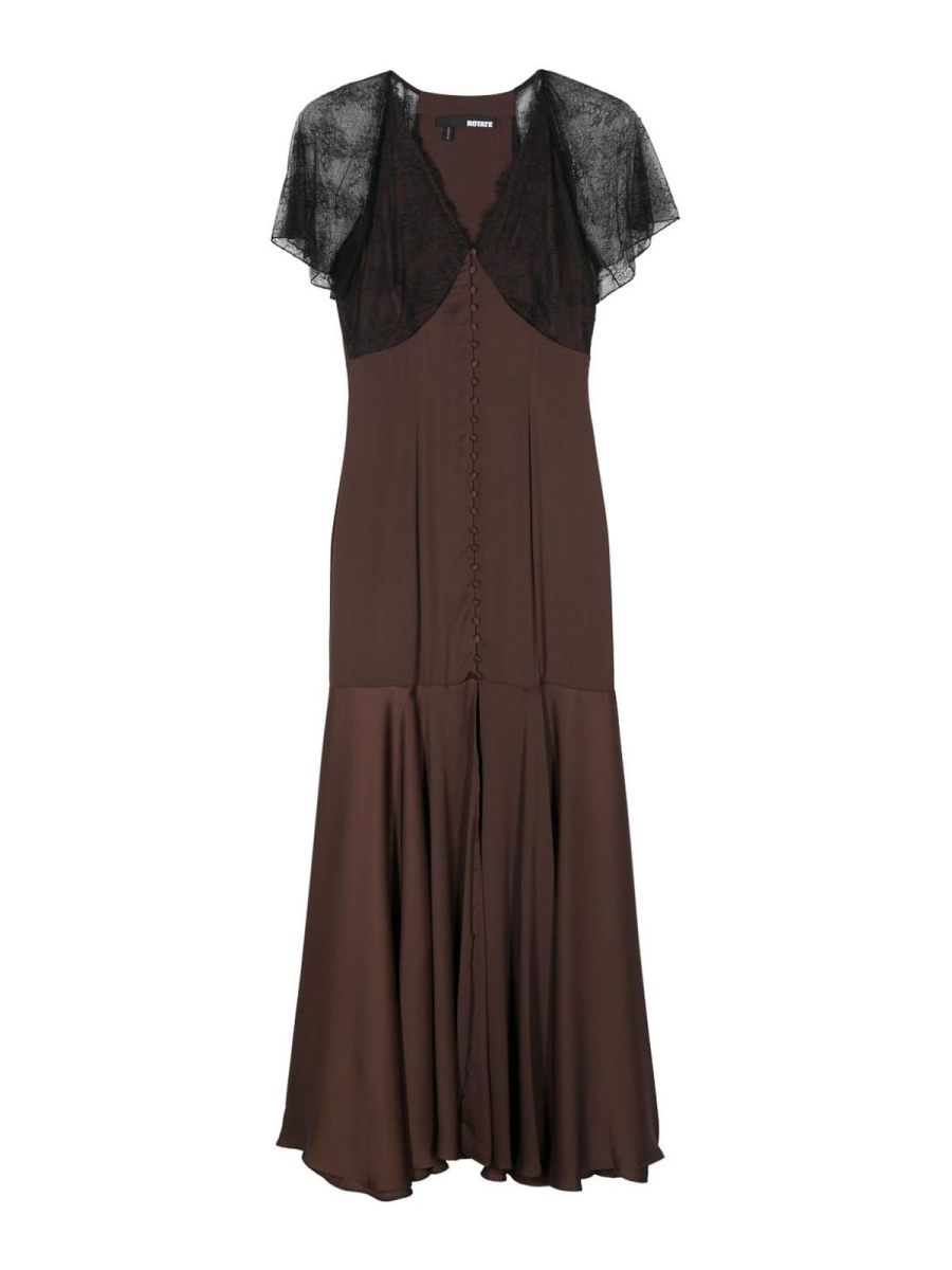 Rotate Birger Christensen Maxi Robe - Marron