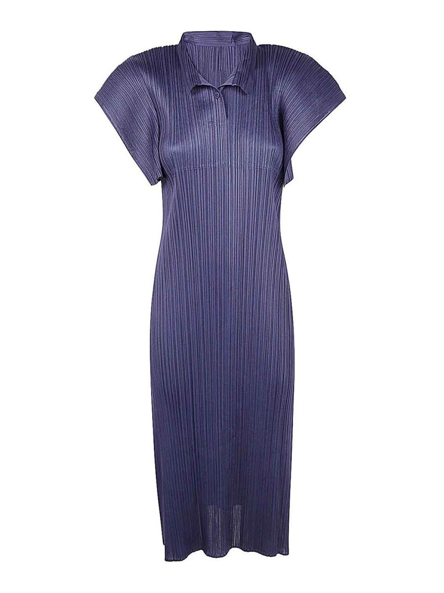Pleats Please Issey Miyake Robe Au Genou - Bleu