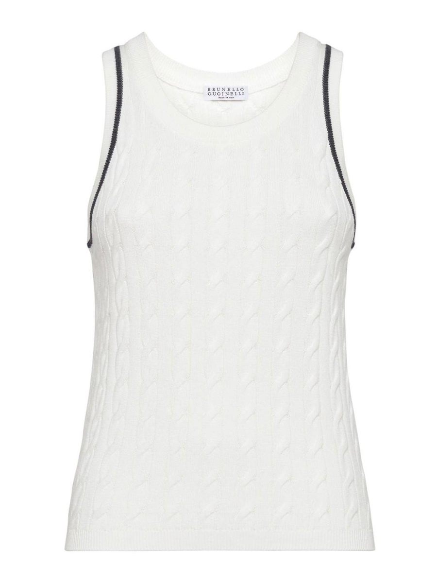 Brunello Cucinelli Pull Col Rond - Blanc