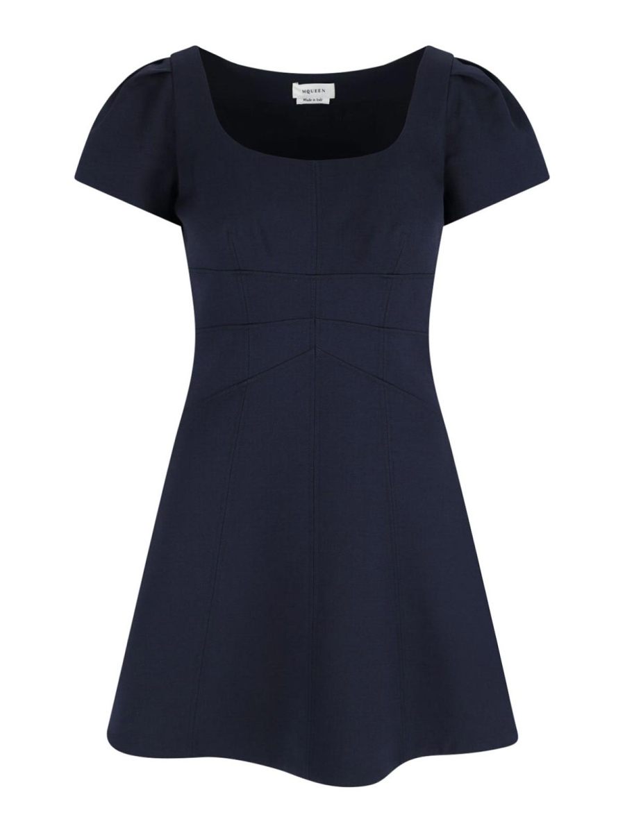 Alexander Mcqueen Robe Courte - Bleu