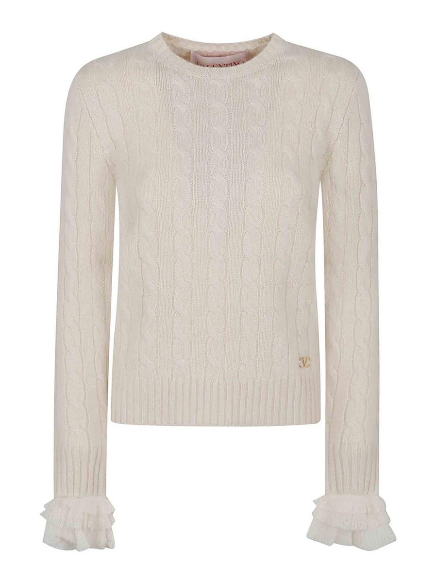 Valentino Garavani Pull Col Bateau - Crème