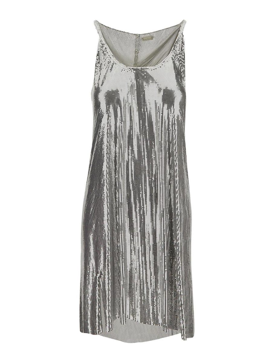 Rabanne Robe Au Genou - Argent