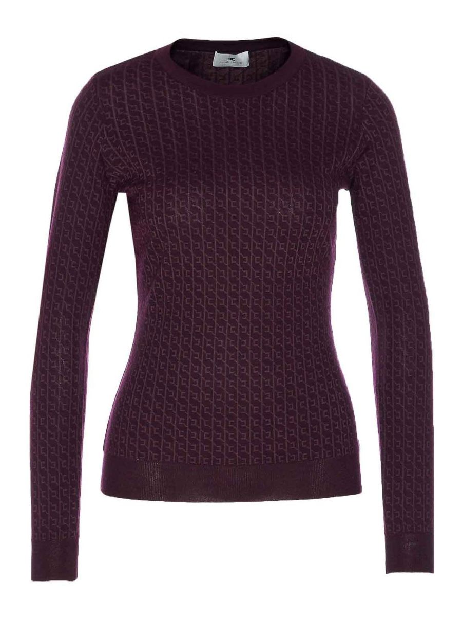 Elisabetta Franchi Pull Col Rond - Violet