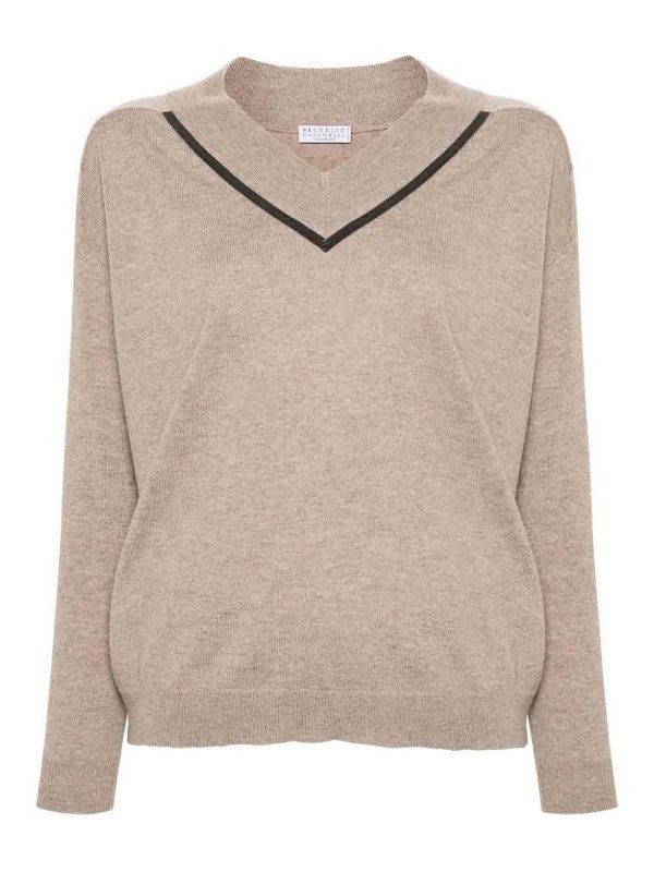 Brunello Cucinelli Pull À Col V - Gris