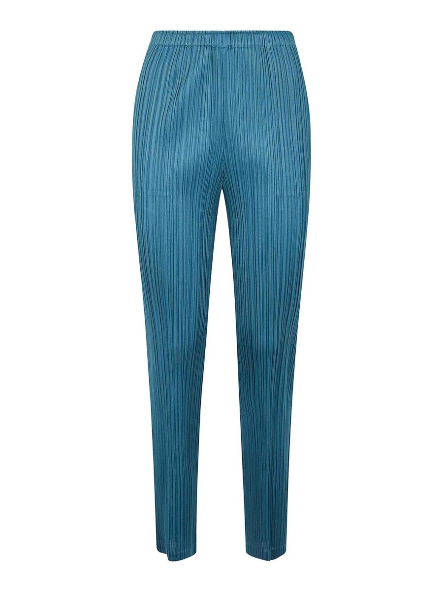 Pleats Please Issey Miyake Pantalons Décontractés - Bleu