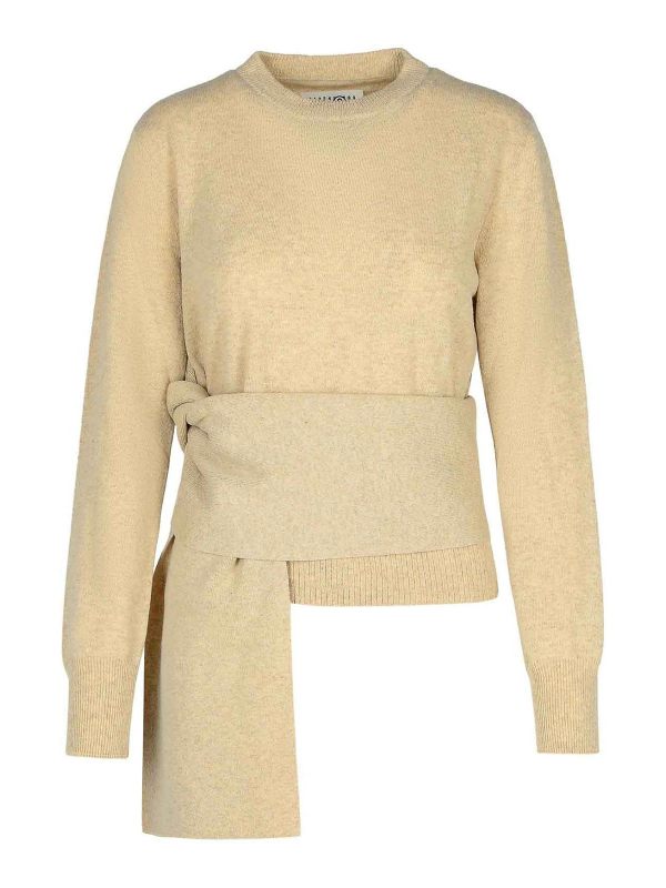 MM6 Maison Margiela Pull Col Rond - Beige
