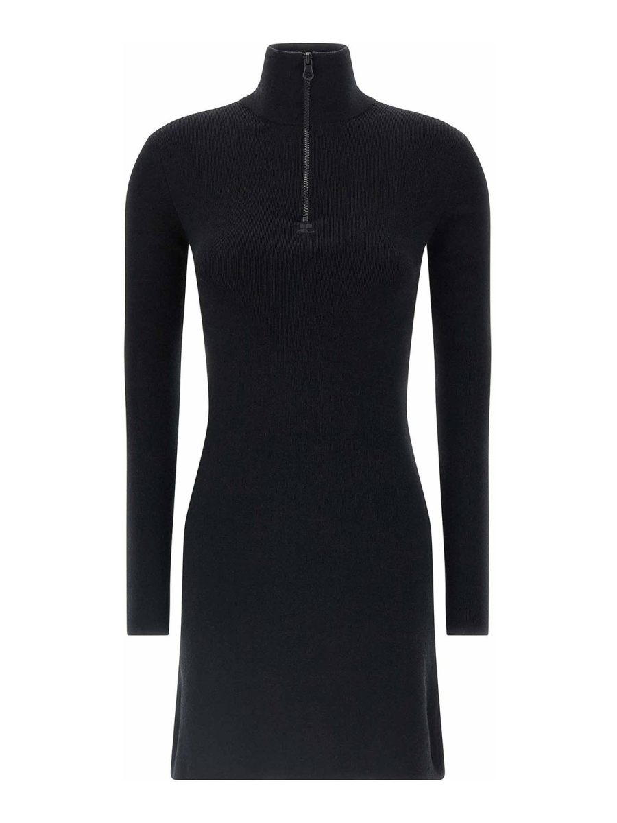 Courreges Robe Au Genou - Noir