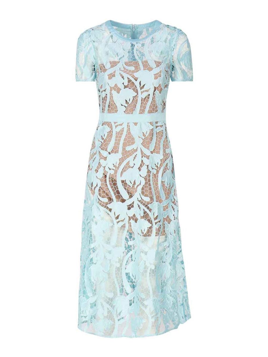 Self Portrait Robe Au Genou - Bleu