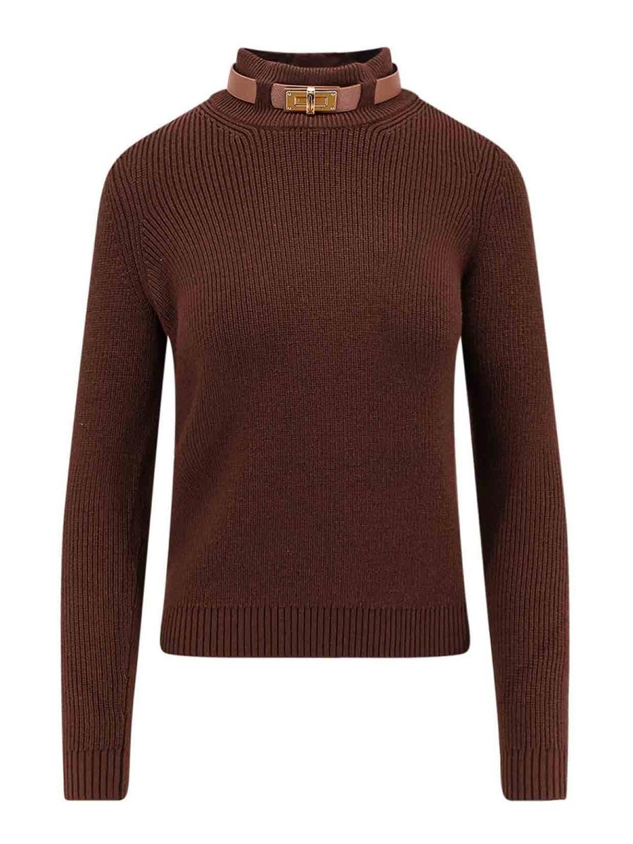 Elisabetta Franchi Pull Col Bateau - Camel