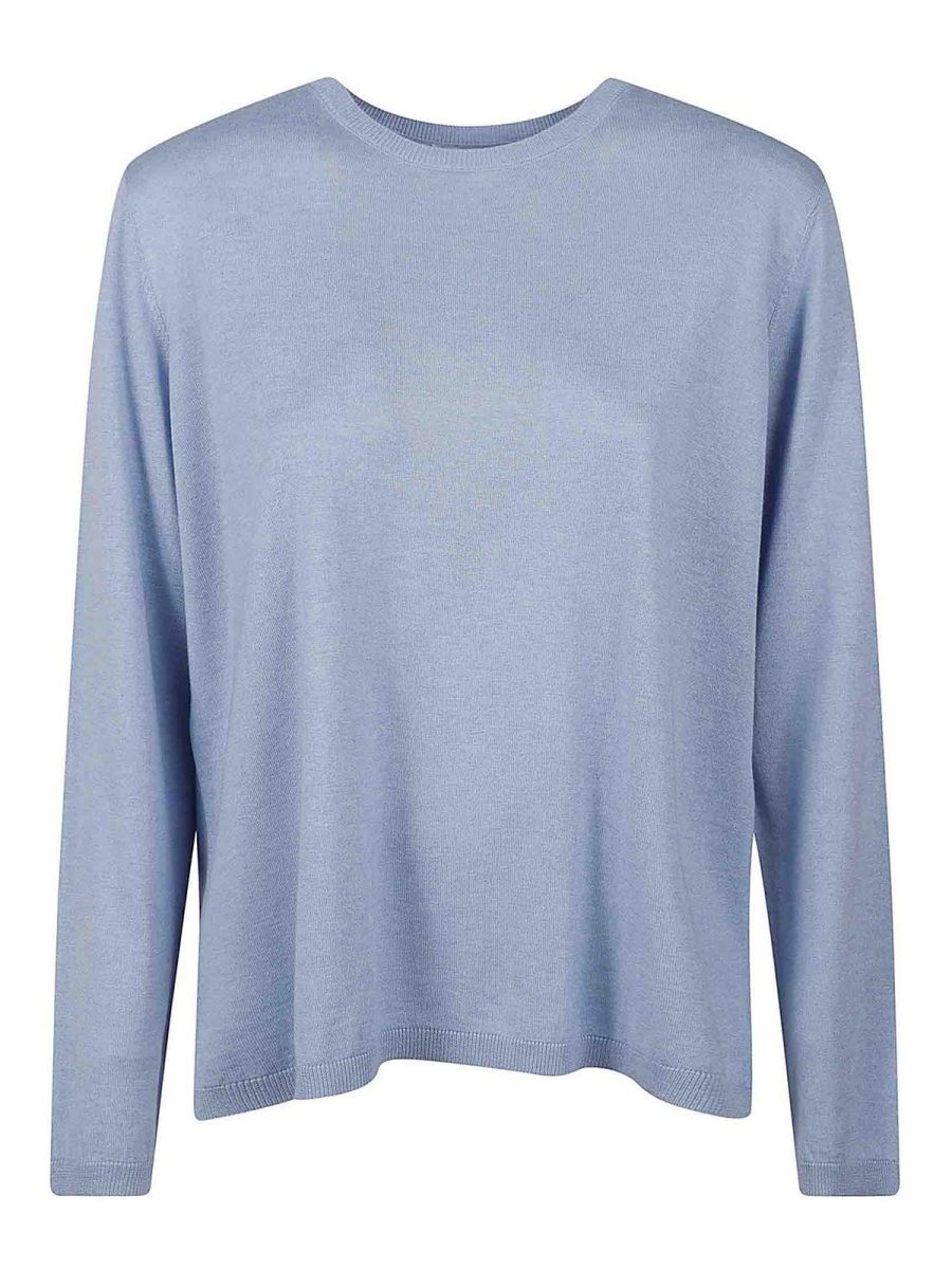 Kangra Cashmere Pull Col Bateau - Bleu Clair