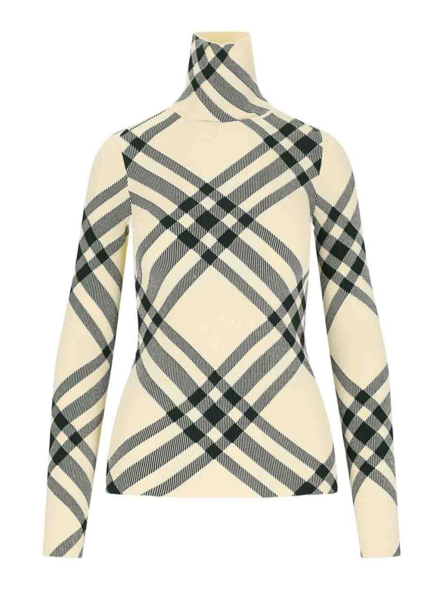 Burberry Pull Col Roulé - Blanc