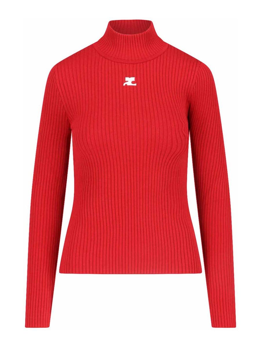 Courreges Pull Col Roulé - Rouge