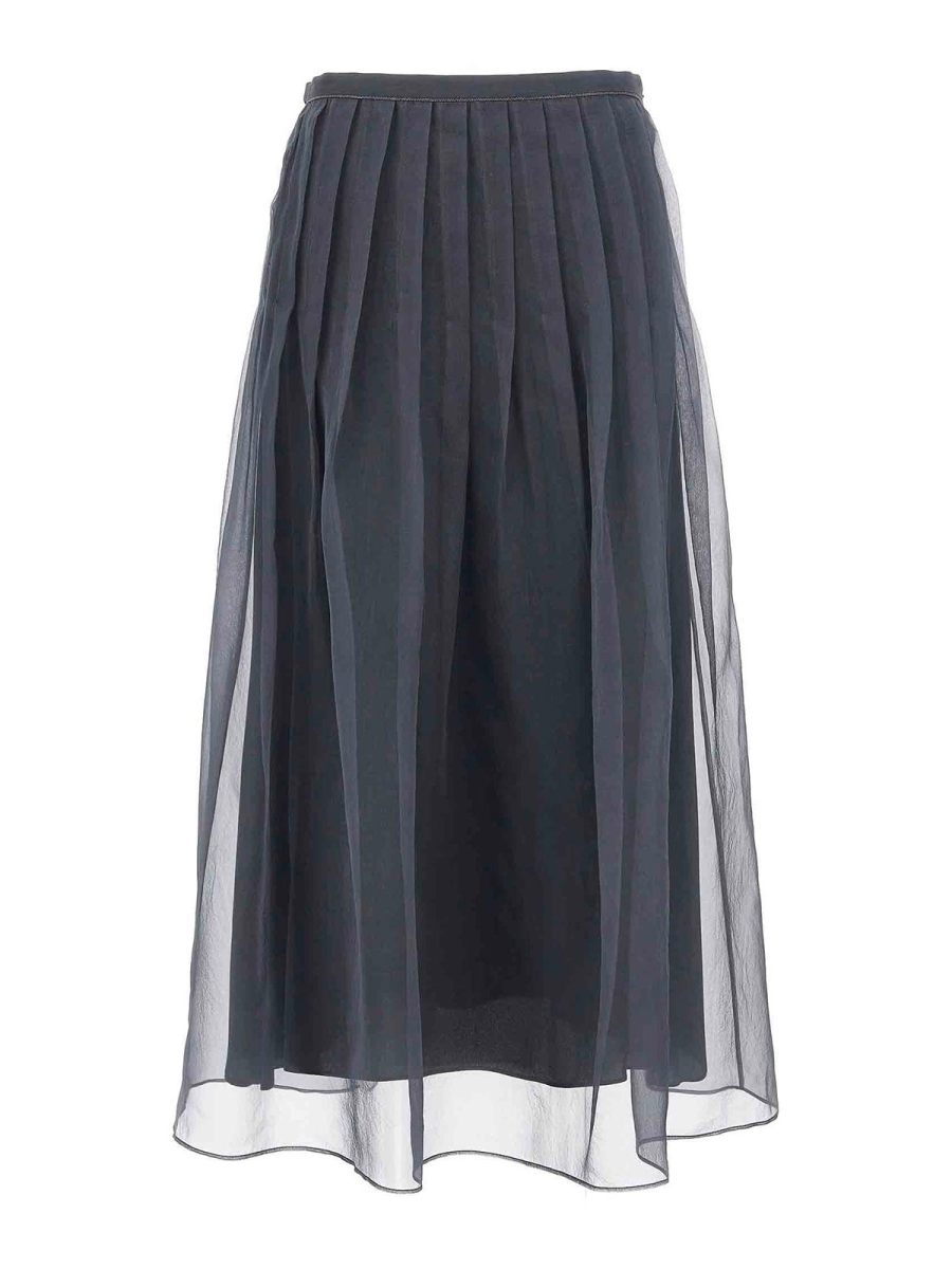 Brunello Cucinelli Jupe Midi - Gris