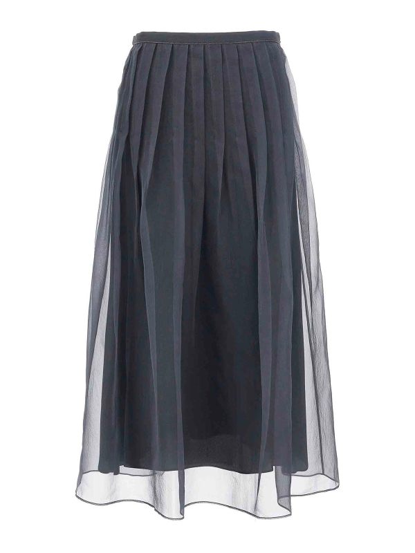 Brunello Cucinelli Jupe Midi - Gris