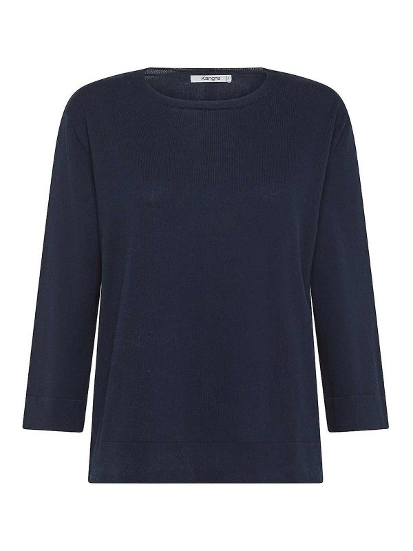 Kangra Cashmere Pull Col Rond - Bleu