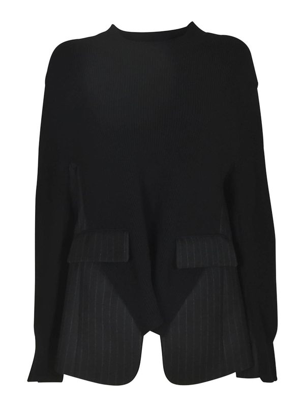 Sacai Pull Col Rond - Noir