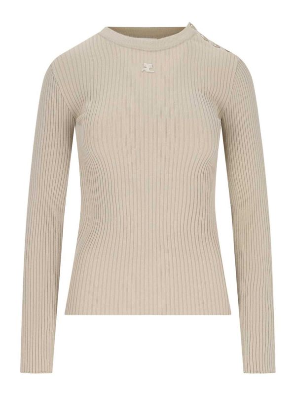 Courreges Pull Col Rond - Beige