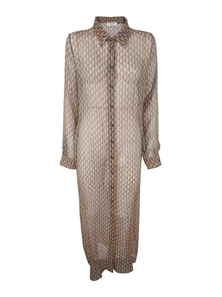 Marine Serre Robe Au Genou - Marron